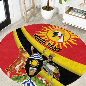 Personalised Afro Uganda Round Carpet Black Crowned Crane With Coat Of Arms