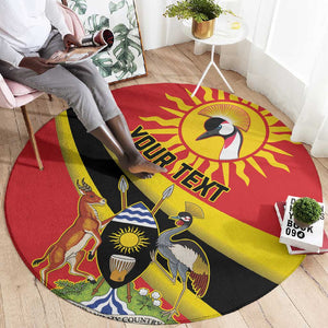 Personalised Afro Uganda Round Carpet Black Crowned Crane With Coat Of Arms