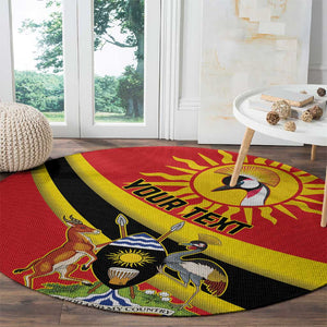 Personalised Afro Uganda Round Carpet Black Crowned Crane With Coat Of Arms