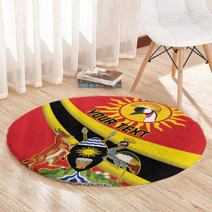 Personalised Afro Uganda Round Carpet Black Crowned Crane With Coat Of Arms