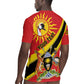 Personalised Afro Uganda Rugby Jersey Black Crowned Crane With Coat Of Arms