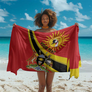 Personalised Afro Uganda Sarong Black Crowned Crane With Coat Of Arms
