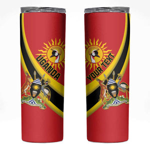 Personalised Afro Uganda Skinny Tumbler Black Crowned Crane With Coat Of Arms