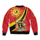 Personalised Afro Uganda Sleeve Zip Bomber Jacket Black Crowned Crane With Coat Of Arms
