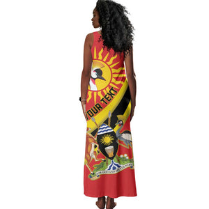 Personalised Afro Uganda Tank Maxi Dress Black Crowned Crane With Coat Of Arms