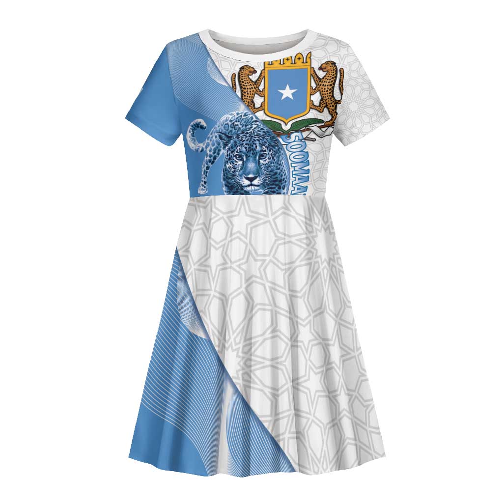 Coat of arms of Soomaaliya Kid Short Sleeve Dress Leopard Skin mix Islamic Pattern