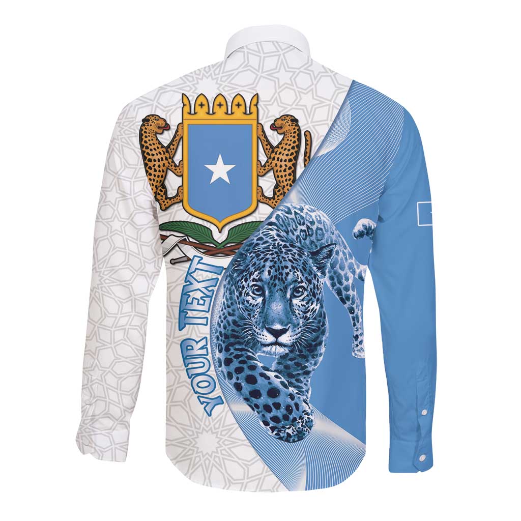 Coat of arms of Soomaaliya Long Sleeve Button Shirt Leopard Skin mix Islamic Pattern