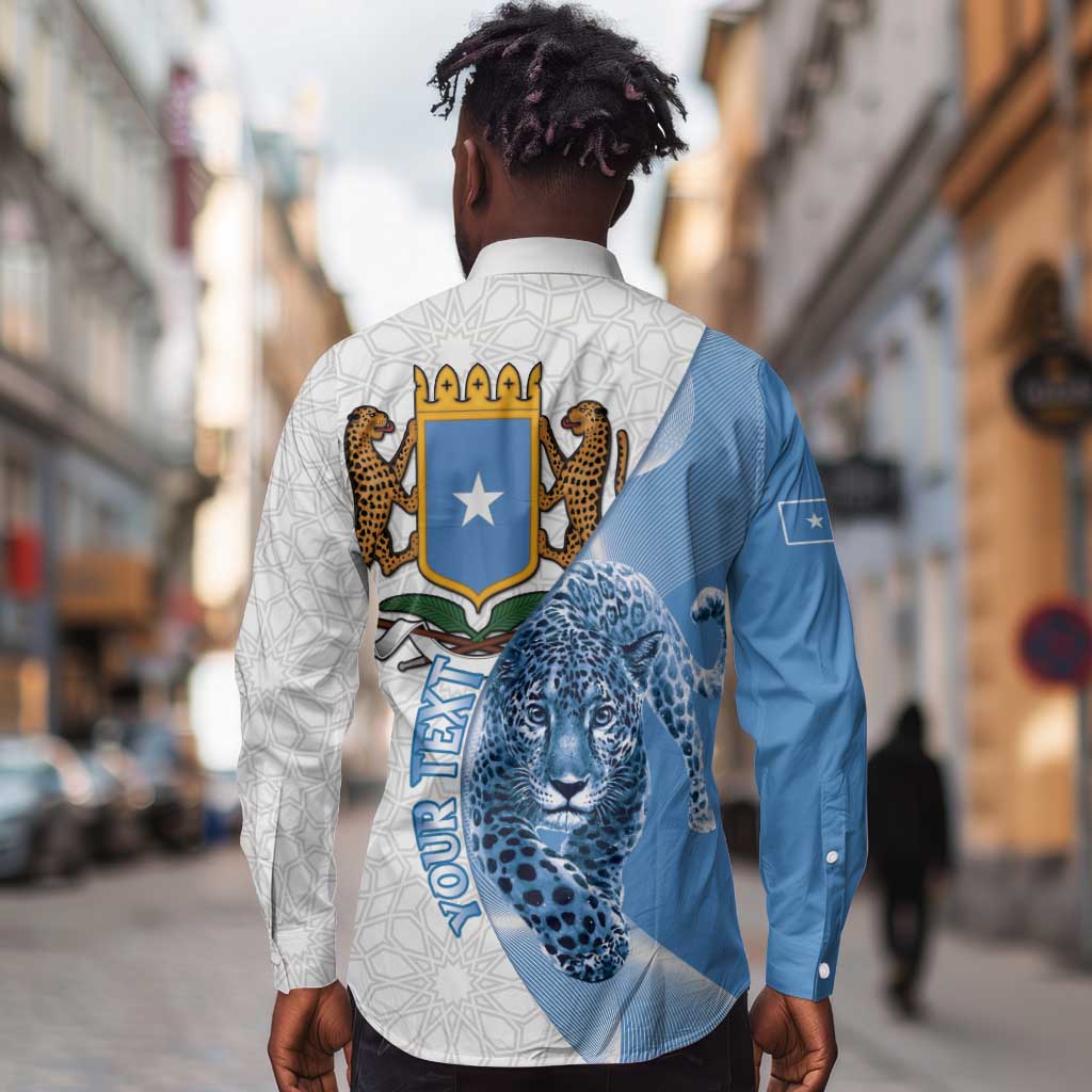 Coat of arms of Soomaaliya Long Sleeve Button Shirt Leopard Skin mix Islamic Pattern
