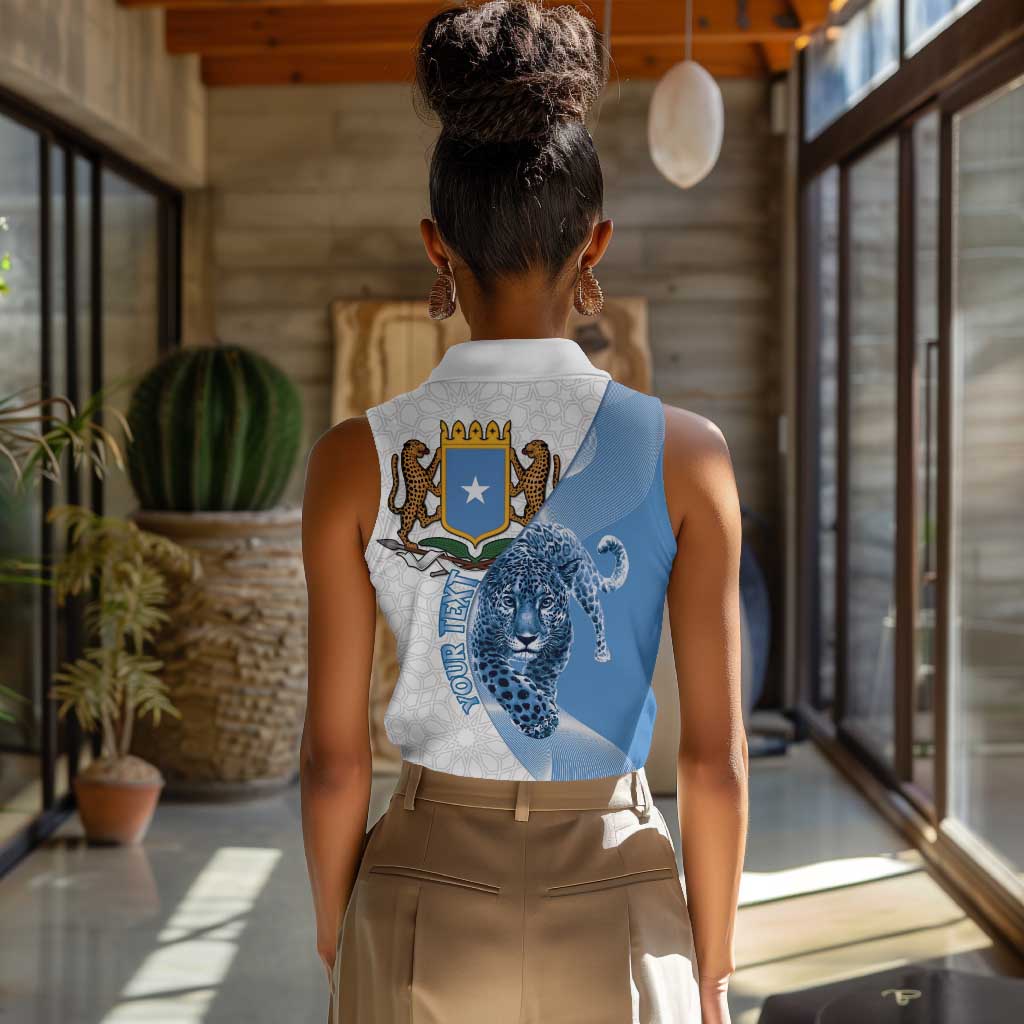 Coat of arms of Soomaaliya Women Sleeveless Polo Shirt Leopard Skin mix Islamic Pattern