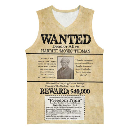 Harriet Tubman Freedom Basketball Jersey Vintage Wanted Poster Style LT15