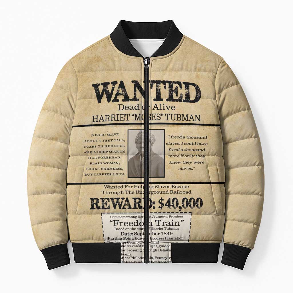 WANTED for Freedom Bomber Puffer Jacket Harriet Moses Tubman