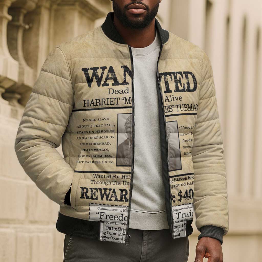 WANTED for Freedom Bomber Puffer Jacket Harriet Moses Tubman