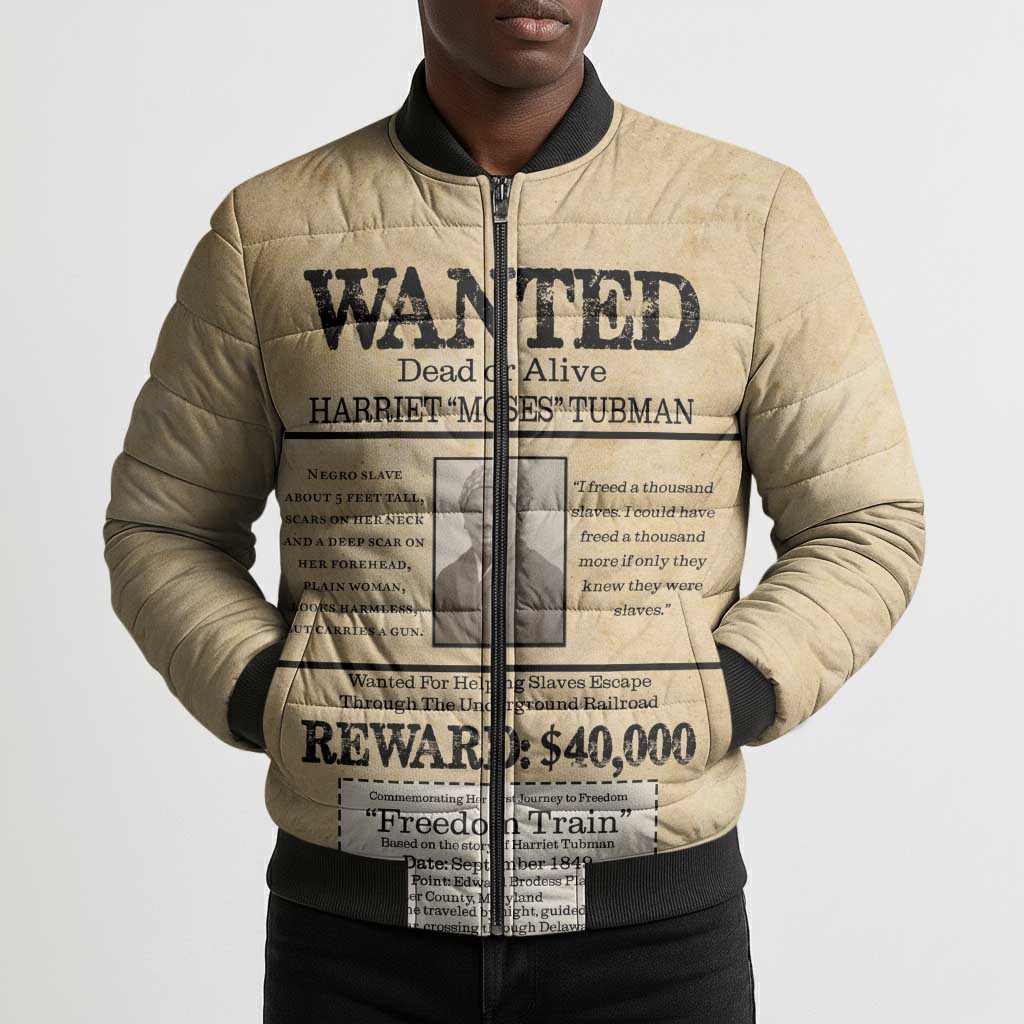 WANTED for Freedom Bomber Puffer Jacket Harriet Moses Tubman