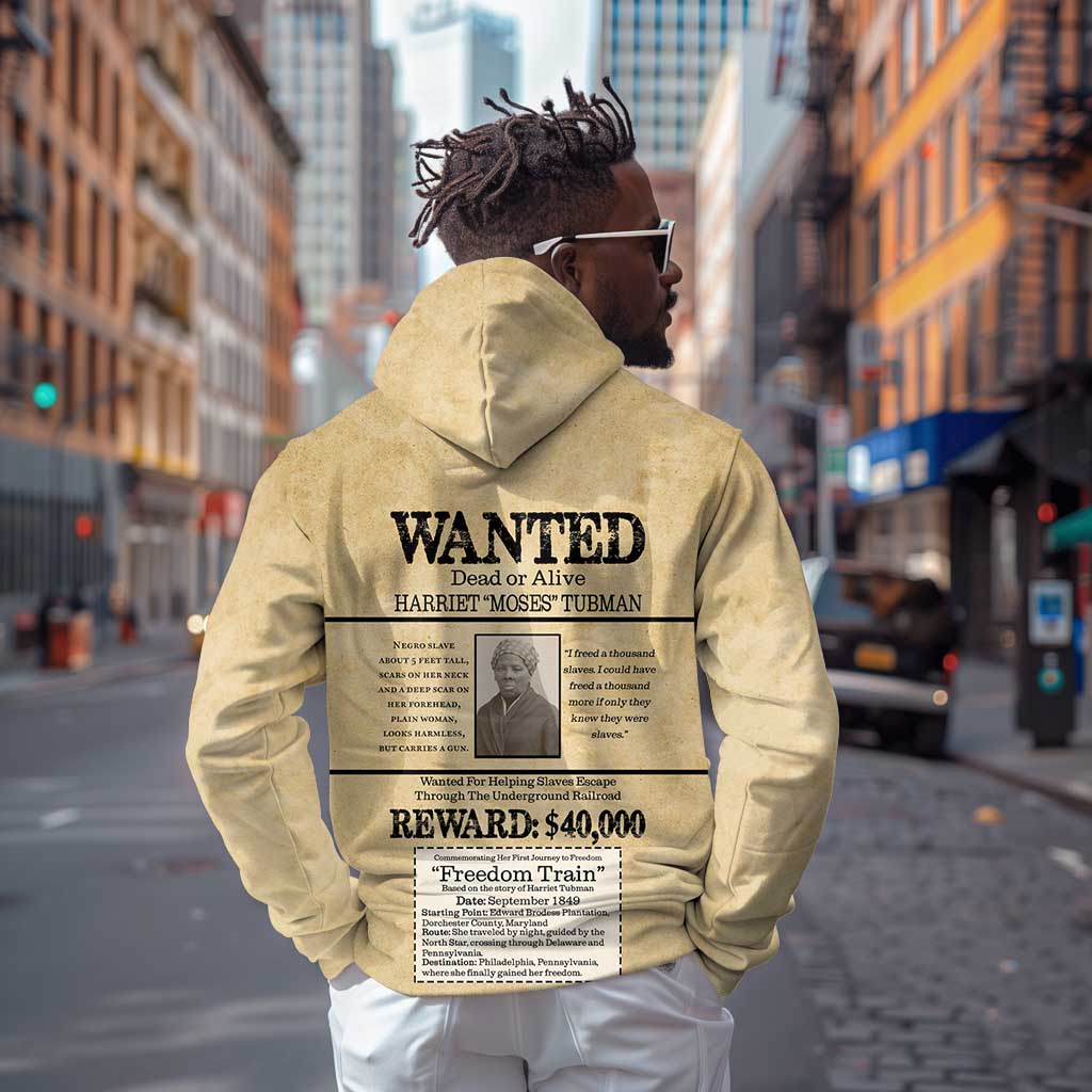 Harriet Tubman Freedom Hoodie Vintage Wanted Poster Style - African Pride