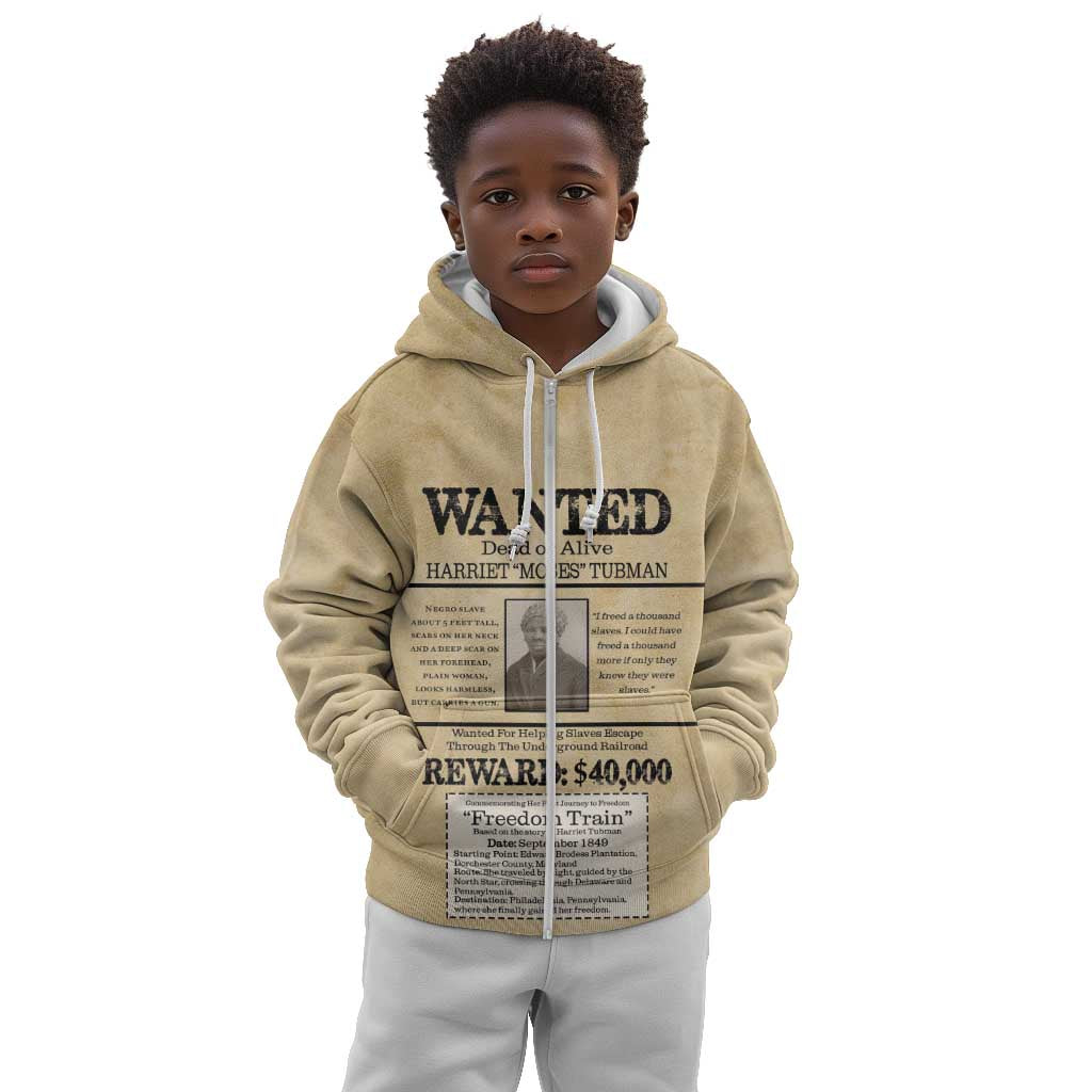 Harriet Tubman Freedom Kid Hoodie Vintage Wanted Poster Style - African Pride