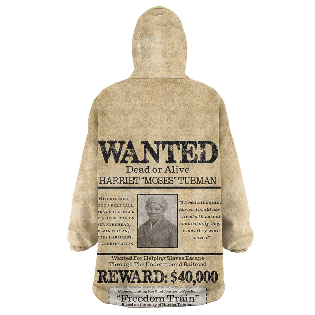 Harriet Tubman Freedom Kid Wearable Blanket Hoodie Vintage Wanted Poster Style - African Pride