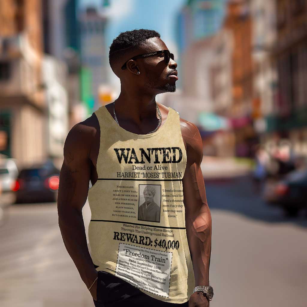 Harriet Tubman Freedom Men Tank Top Vintage Wanted Poster Style - African Pride