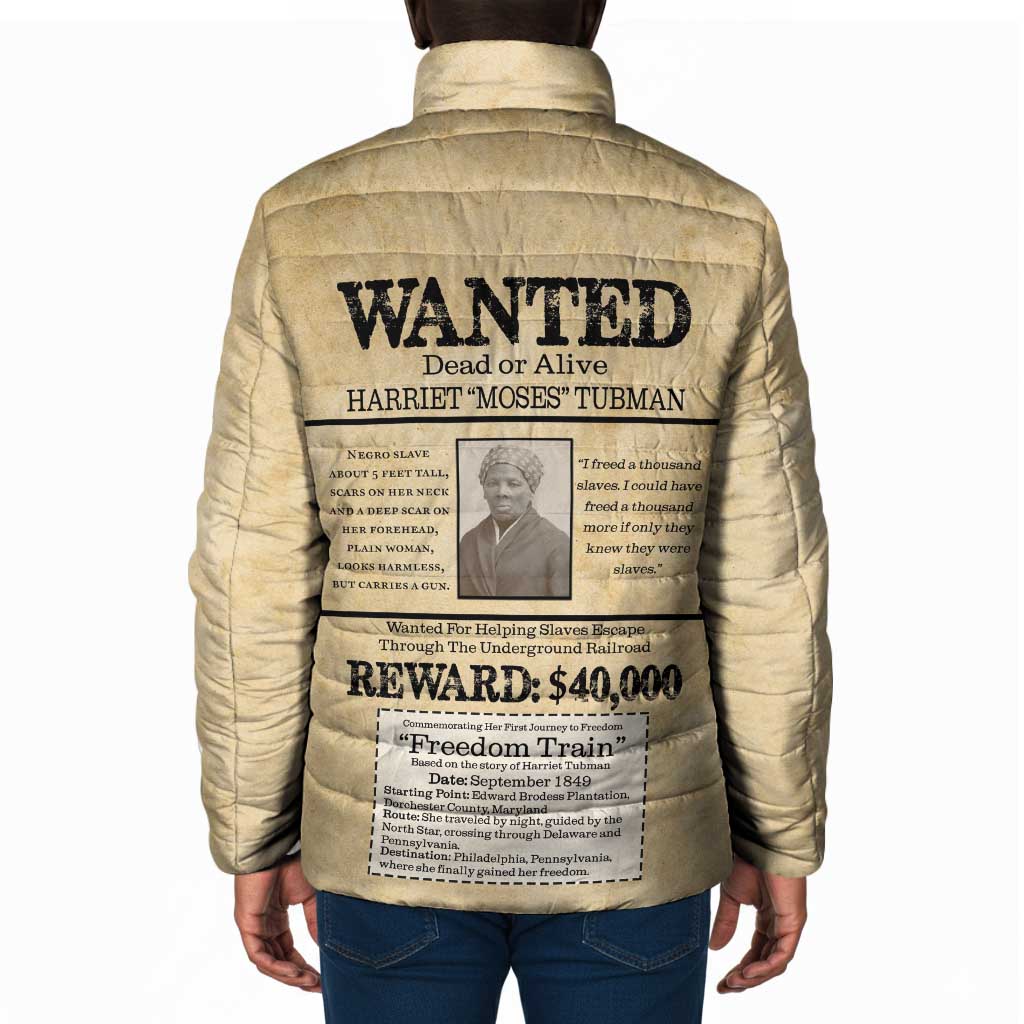 WANTED for Freedom Padded Jacket Harriet Moses Tubman