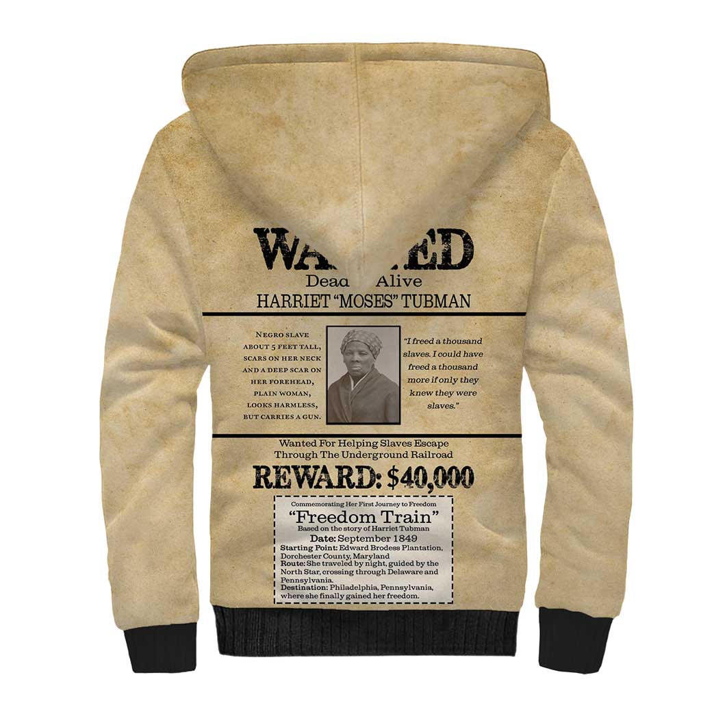 Harriet Tubman Freedom Sherpa Hoodie Vintage Wanted Poster Style - African Pride
