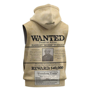 Harriet Tubman Freedom Sleeveless Hoodie Vintage Wanted Poster Style - African Pride