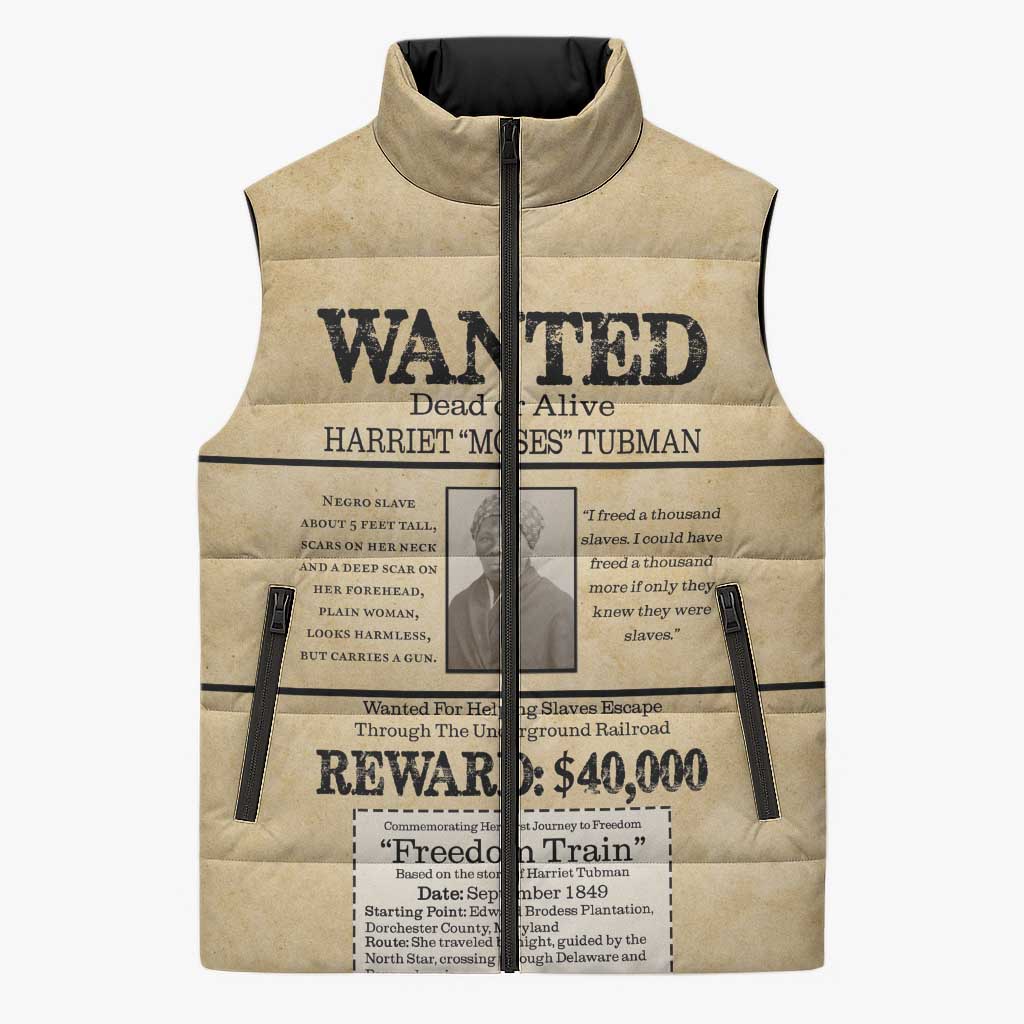 WANTED for Freedom Sleeveless Puffer Jacket Harriet Moses Tubman
