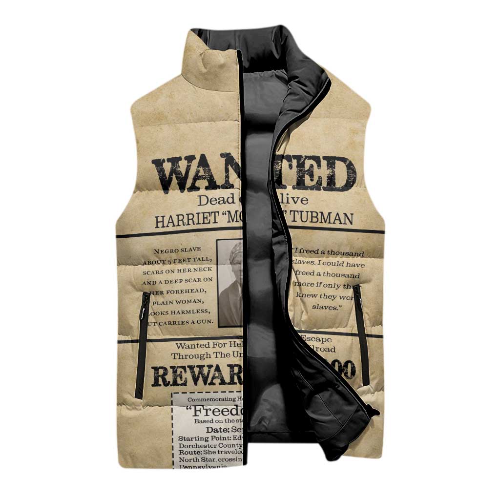 WANTED for Freedom Sleeveless Puffer Jacket Harriet Moses Tubman