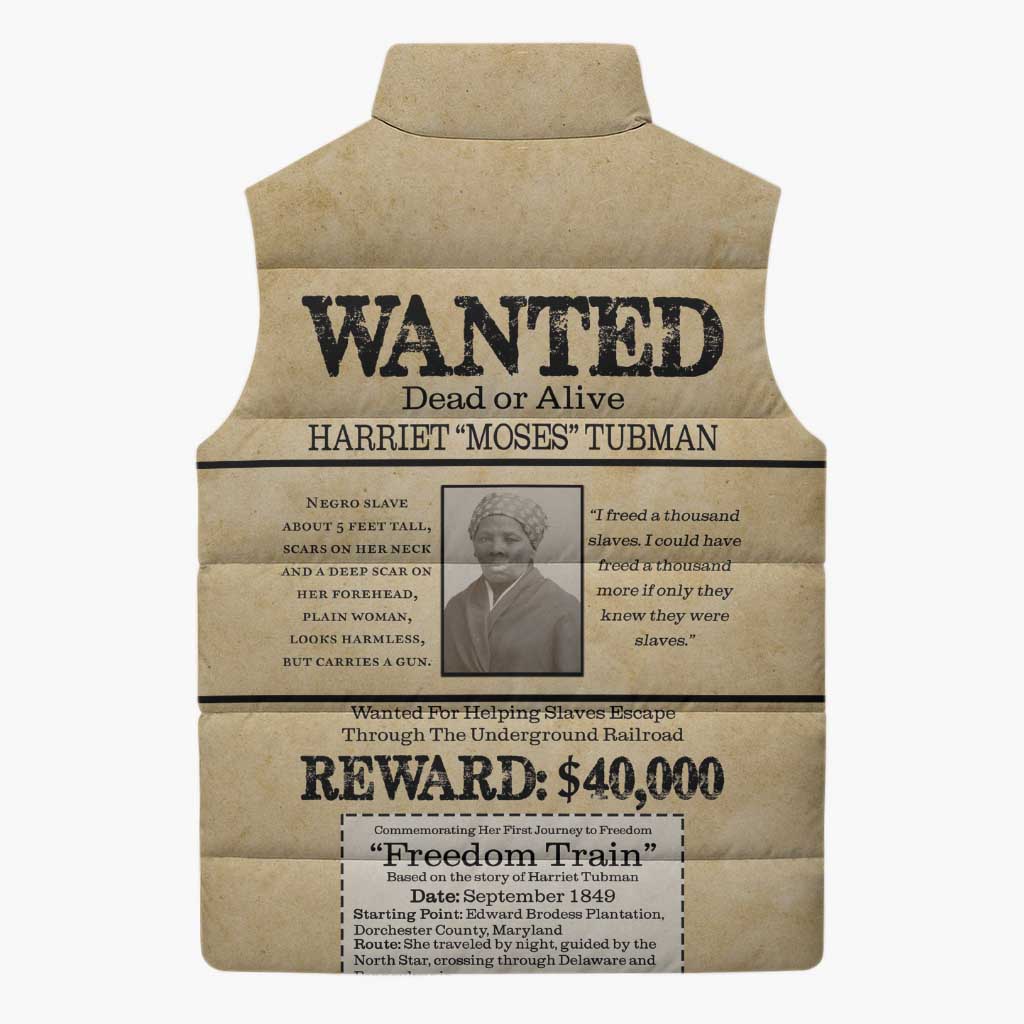 WANTED for Freedom Sleeveless Puffer Jacket Harriet Moses Tubman