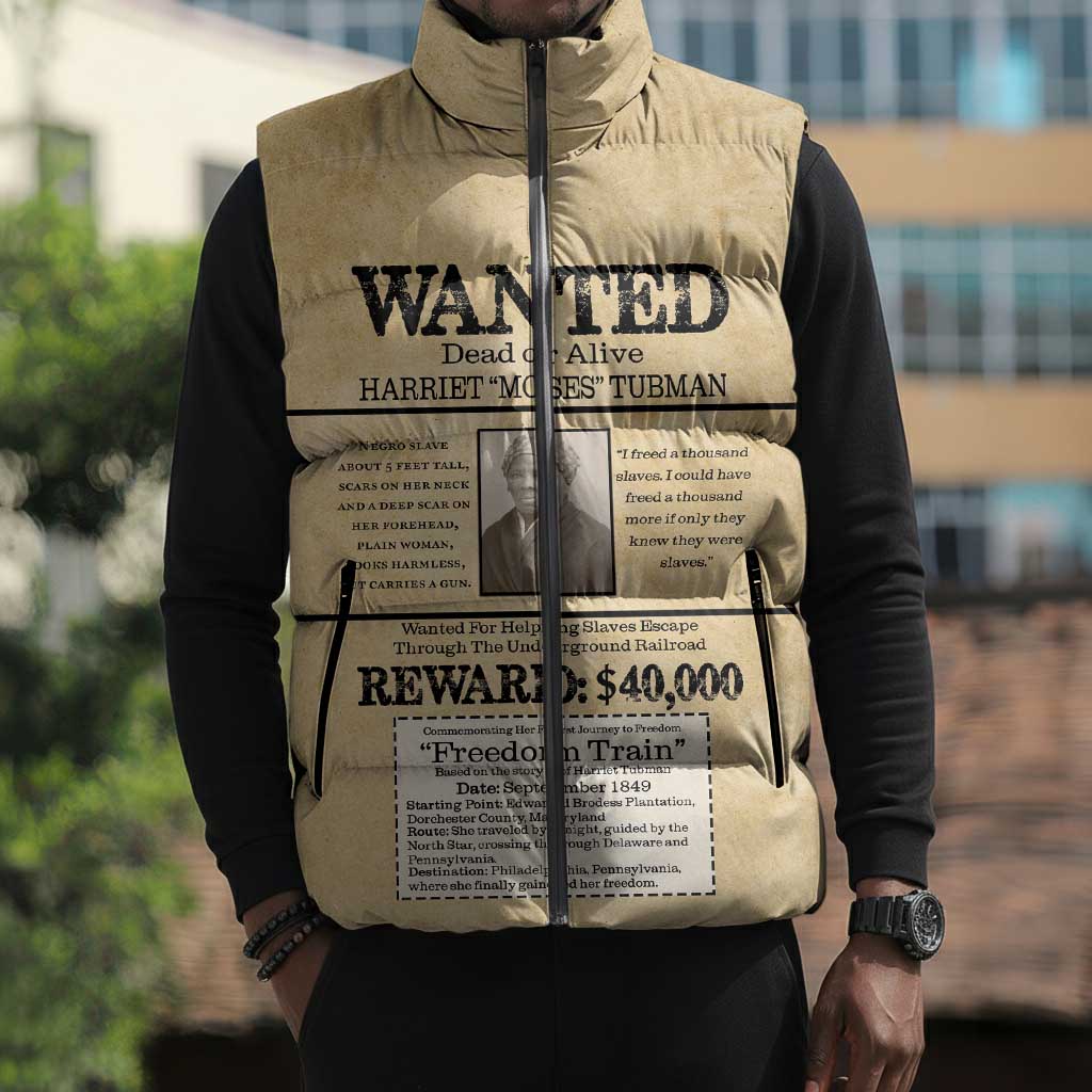 WANTED for Freedom Sleeveless Puffer Jacket Harriet Moses Tubman