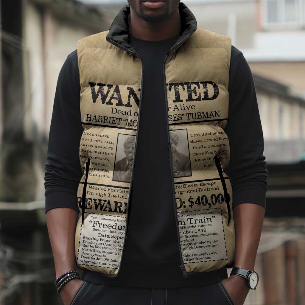 WANTED for Freedom Sleeveless Puffer Jacket Harriet Moses Tubman