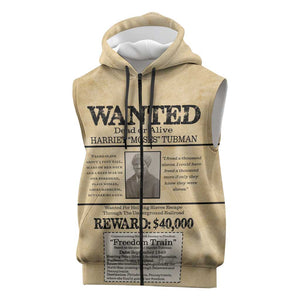 Harriet Tubman Freedom Sleeveless Zip Hoodie Vintage Wanted Poster Style - African Pride