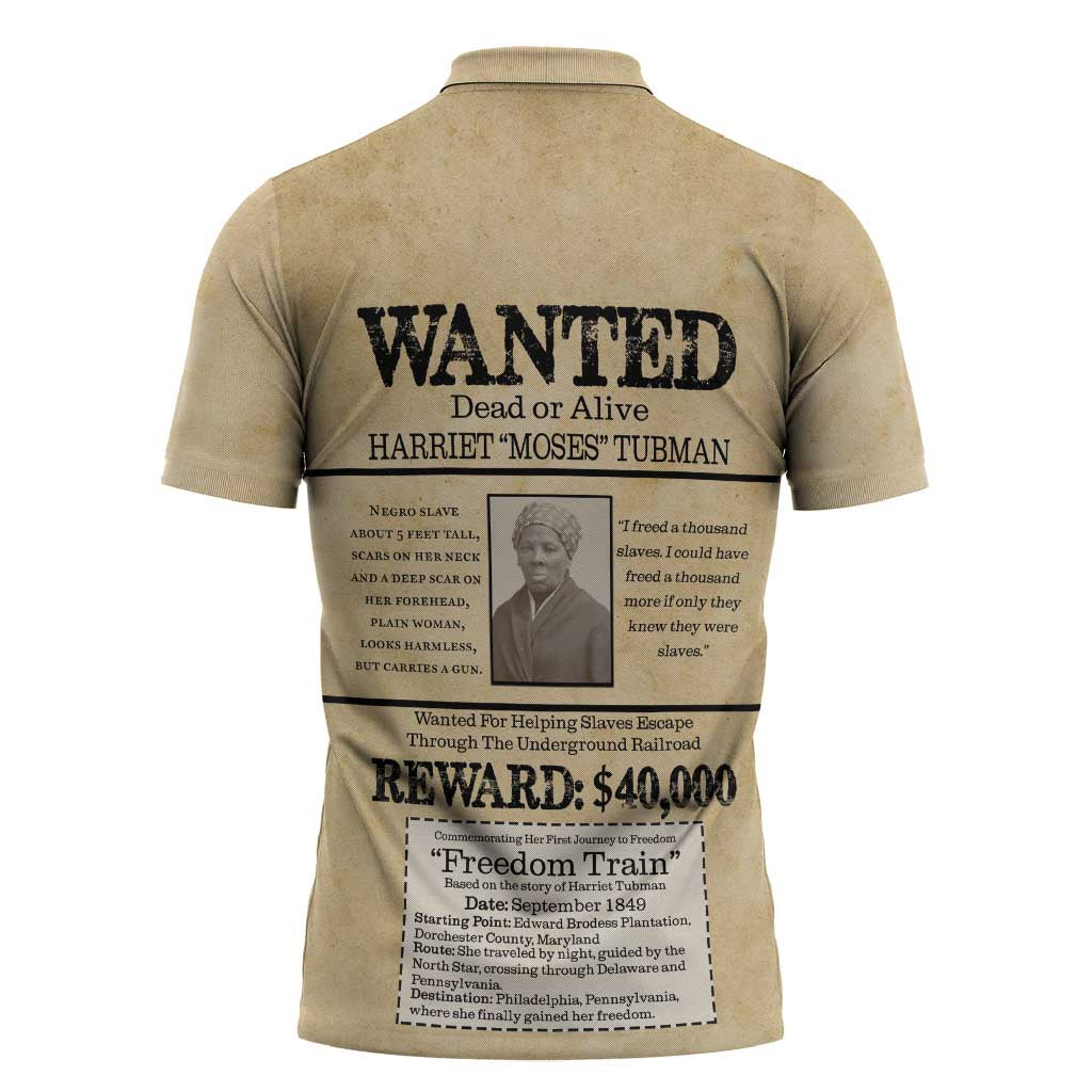 WANTED for Freedom Zipper Polo Shirt Harriet Moses Tubman