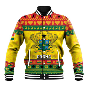 Afro Ghana Christmas Baseball Jacket Coat Of Arms - Kente Pattern