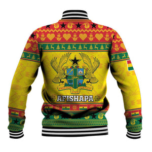 Afro Ghana Christmas Baseball Jacket Coat Of Arms - Kente Pattern