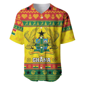 Afro Ghana Christmas Baseball Jersey Coat Of Arms - Kente Pattern