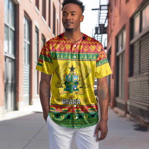 Afro Ghana Christmas Baseball Jersey Coat Of Arms - Kente Pattern