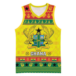 Afro Ghana Christmas Basketball Jersey Coat Of Arms - Kente Pattern LT15