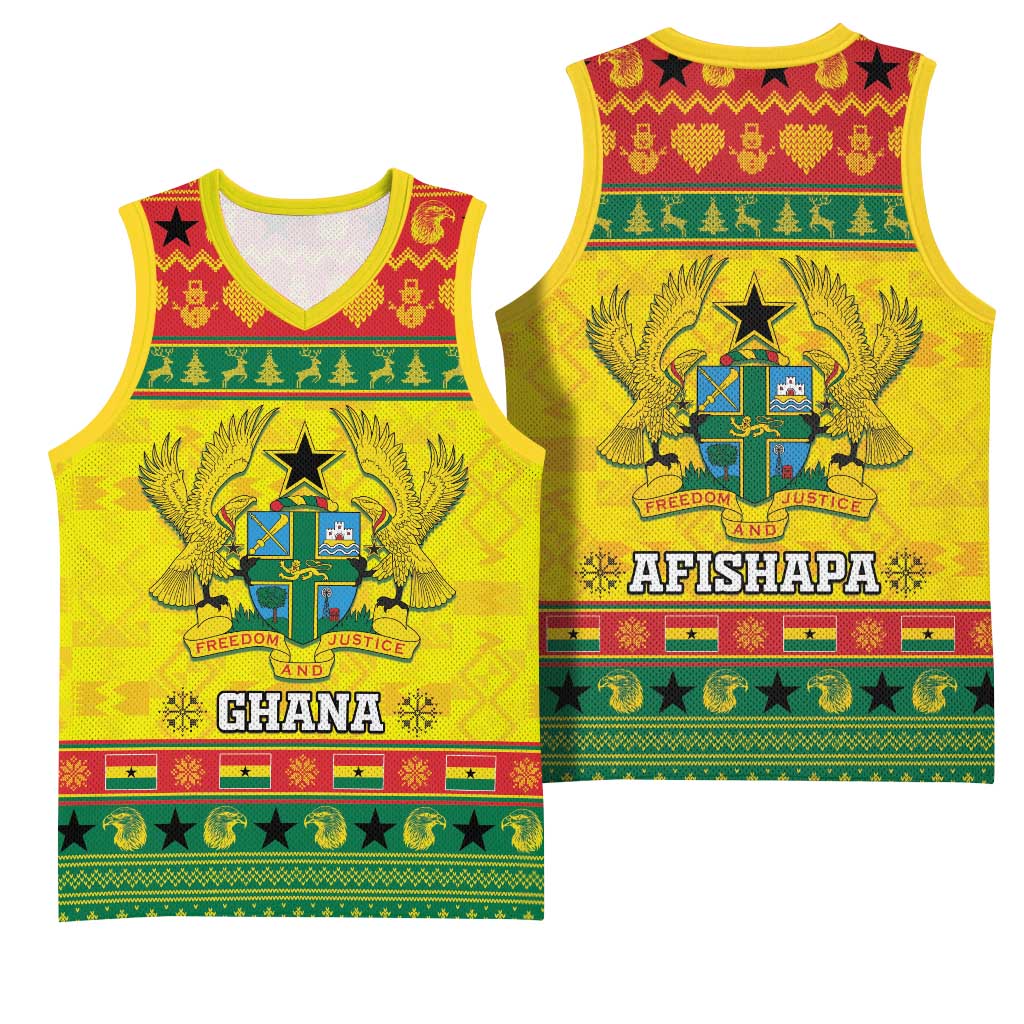 Afro Ghana Christmas Basketball Jersey Coat Of Arms - Kente Pattern LT15