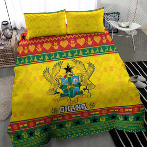 Afro Ghana Christmas Bedding Set Coat Of Arms - Kente Pattern