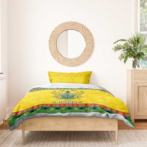 Afro Ghana Christmas Bedding Set Coat Of Arms - Kente Pattern