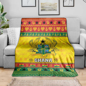 Afro Ghana Christmas Blanket Coat Of Arms - Kente Pattern