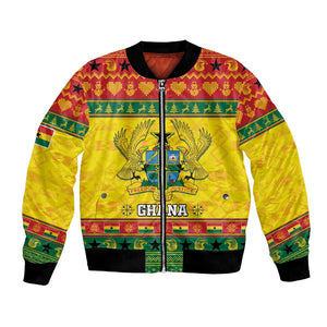 Afro Ghana Christmas Bomber Jacket Coat Of Arms - Kente Pattern