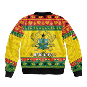 Afro Ghana Christmas Bomber Jacket Coat Of Arms - Kente Pattern