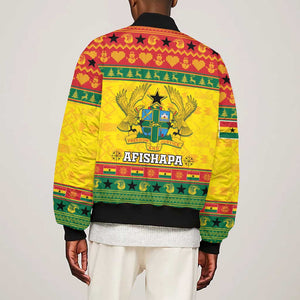 Afro Ghana Christmas Bomber Jacket Coat Of Arms - Kente Pattern