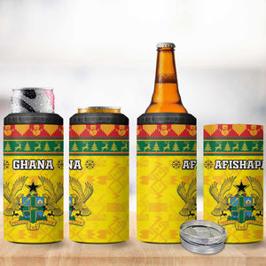 Afro Ghana Christmas 4 in 1 Can Cooler Tumbler Coat Of Arms - Kente Pattern