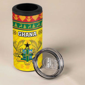 Afro Ghana Christmas 4 in 1 Can Cooler Tumbler Coat Of Arms - Kente Pattern