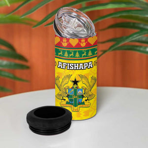 Afro Ghana Christmas 4 in 1 Can Cooler Tumbler Coat Of Arms - Kente Pattern