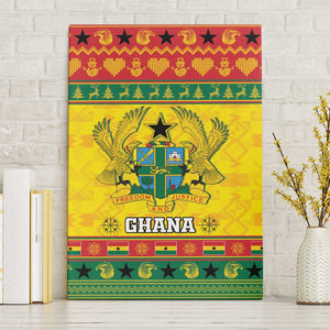 Afro Ghana Christmas Canvas Wall Art Coat Of Arms - Kente Pattern