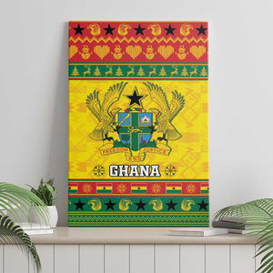 Afro Ghana Christmas Canvas Wall Art Coat Of Arms - Kente Pattern