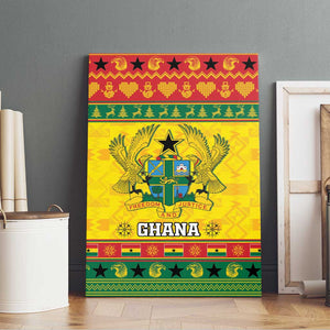 Afro Ghana Christmas Canvas Wall Art Coat Of Arms - Kente Pattern