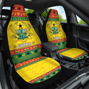 Afro Ghana Christmas Car Seat Cover Coat Of Arms - Kente Pattern